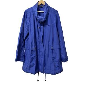 Eileen Fisher Womens Lightweight Anorak Rain Jacket Size XL Blue Windbreaker
